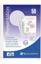 Sachet de 50 pochettes perforees polypropylene lisse 6x100e - a4