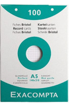 Etui de 100 fiches bristol - blanc quadrille 5x5 perfore 148x210mm