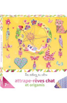 Attrape-reves chat et origamis - mini-boite avec accessoires