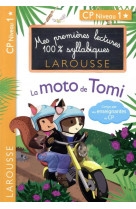 Premieres lectures 100 % syllabiques larousse : la moto de tomi