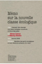 Memo sur la nouvelle classe ecologique - comment faire emerger une classe ecologique consciente et f