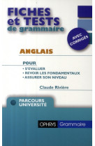 Fiches et tests de grammaire anglais avec corriges