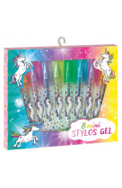 8 mini stylos gel licornes