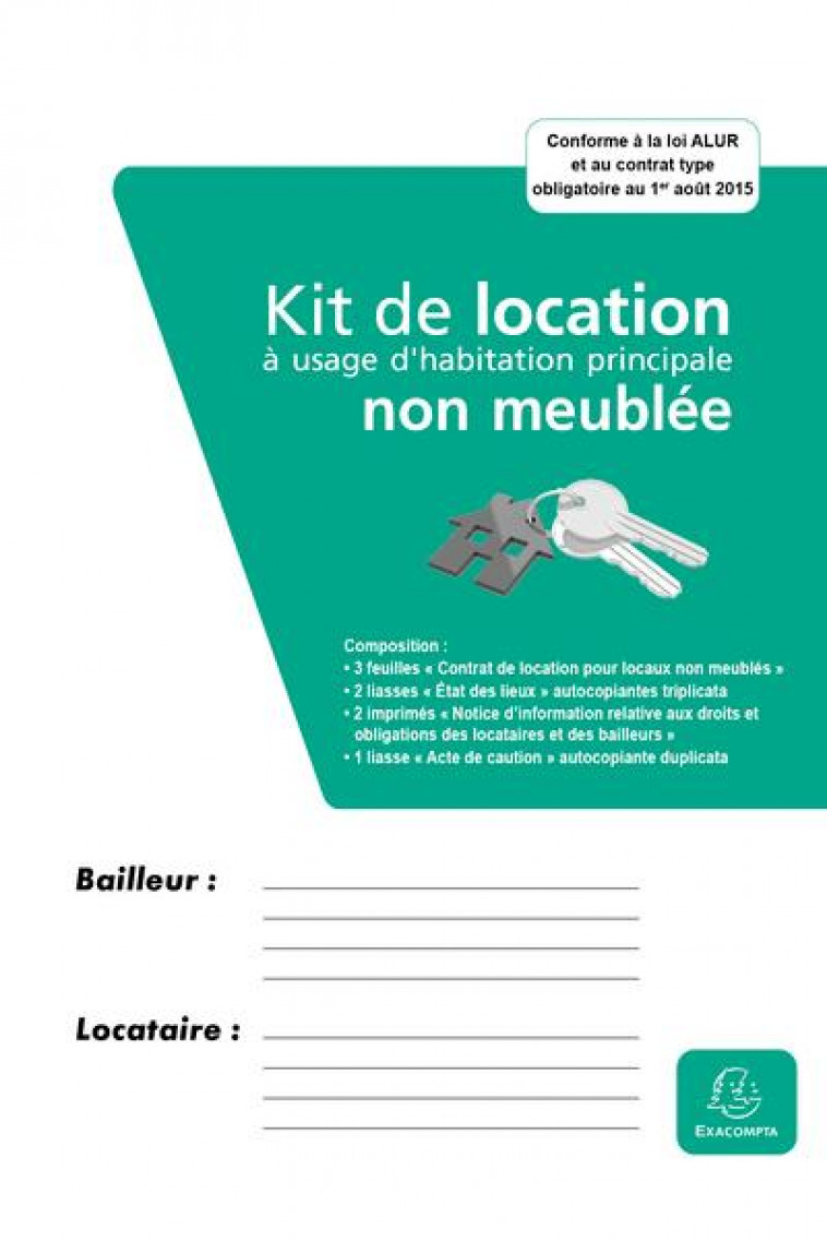 KIT DOSSIER DE LOCATION NON MEUBLE - EXACOMPTA - NC