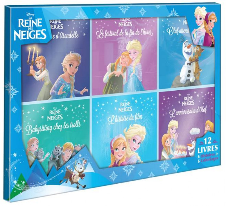 LA REINE DES NEIGES - COFFRET 12 LIVRES - 6 HISTOIRES + 6 COLORIAGES - DISNEY - XXX - HACHETTE