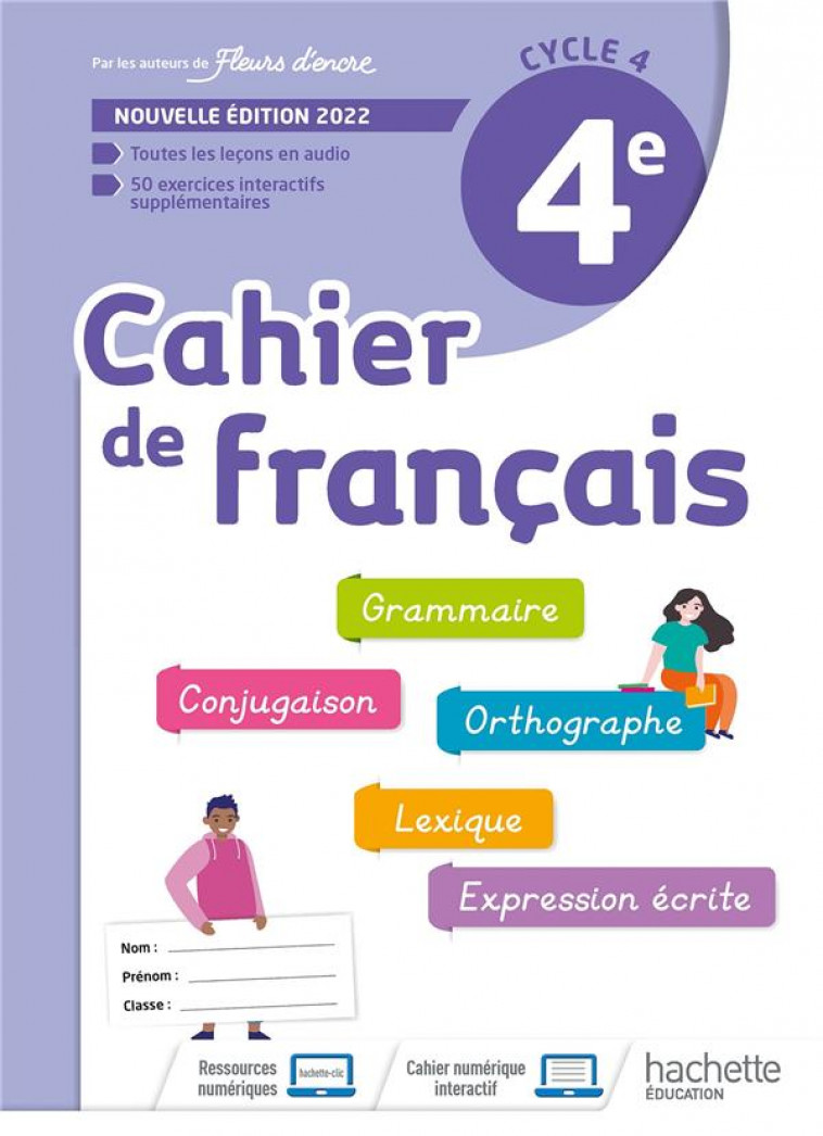 CAHIER DE FRANCAIS CYCLE 4/4E - CAHIER D-ACTIVITES - ED. 2022 - BERTAGNA - HACHETTE