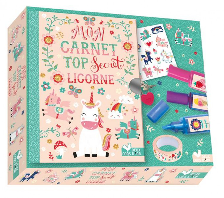 MON CARNET TOP SECRET LICORNES - COFFRET AVEC ACCESSOIRES - ANGLICAS LOUISE - NC