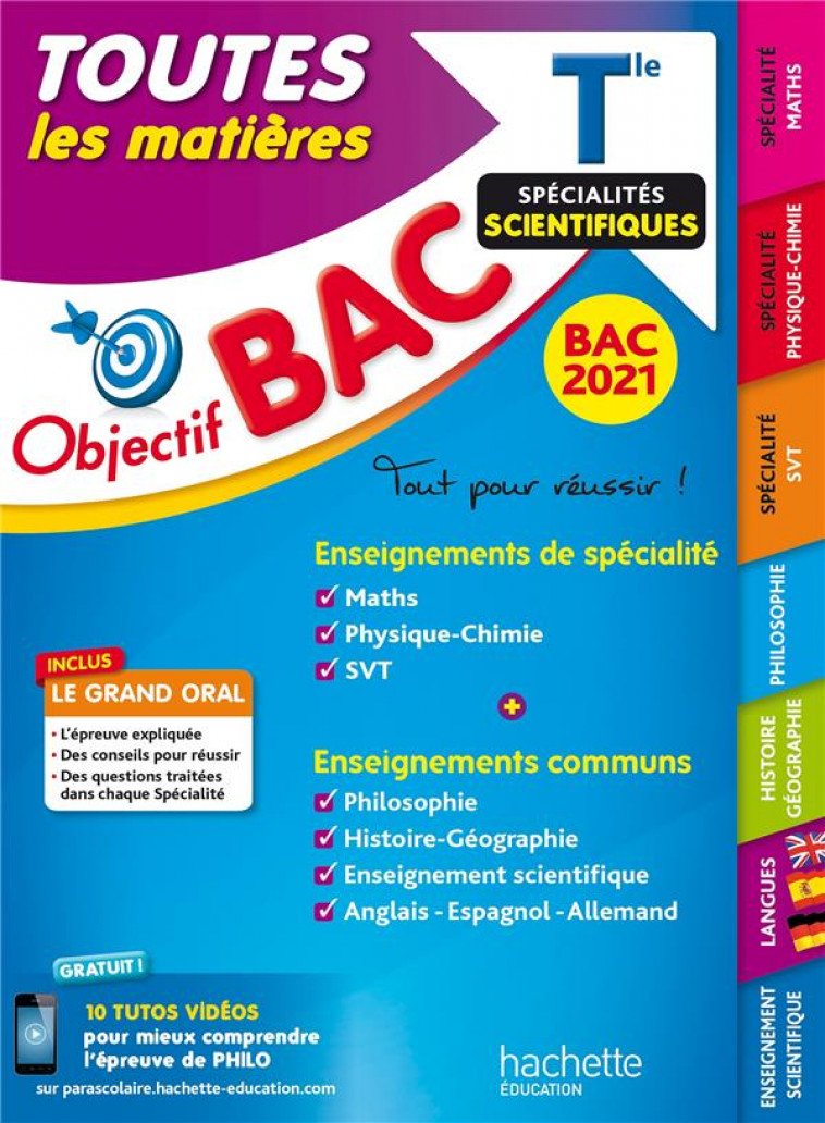 OBJECTIF BAC 2021 TOUTES LES MATIERES TERM ENSEIGNEMENTS COMMUNS + SPECIALITES SCIENTIFIQUES - COLLECTIF - HACHETTE