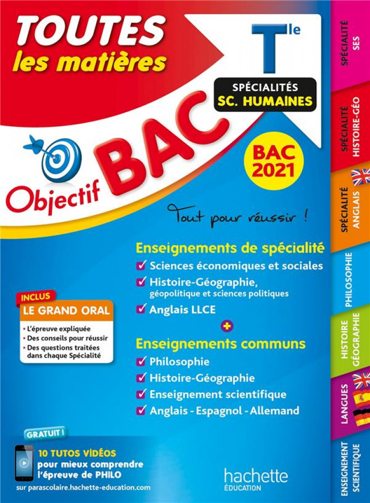 OBJECTIF BAC 2021 TOUTES LES MATIERES TERM ENSEIGNEMENTS COMMUNS + SPECIALITES SCIENCES HUMAINES - COLLECTIF - HACHETTE