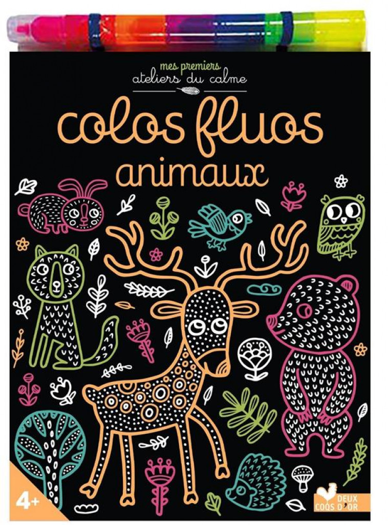 COLOS FLUOS ANIMAUX -  AVEC UN FEUTRE MULTIMINES - RAZUMOVA ALENA - HACHETTE