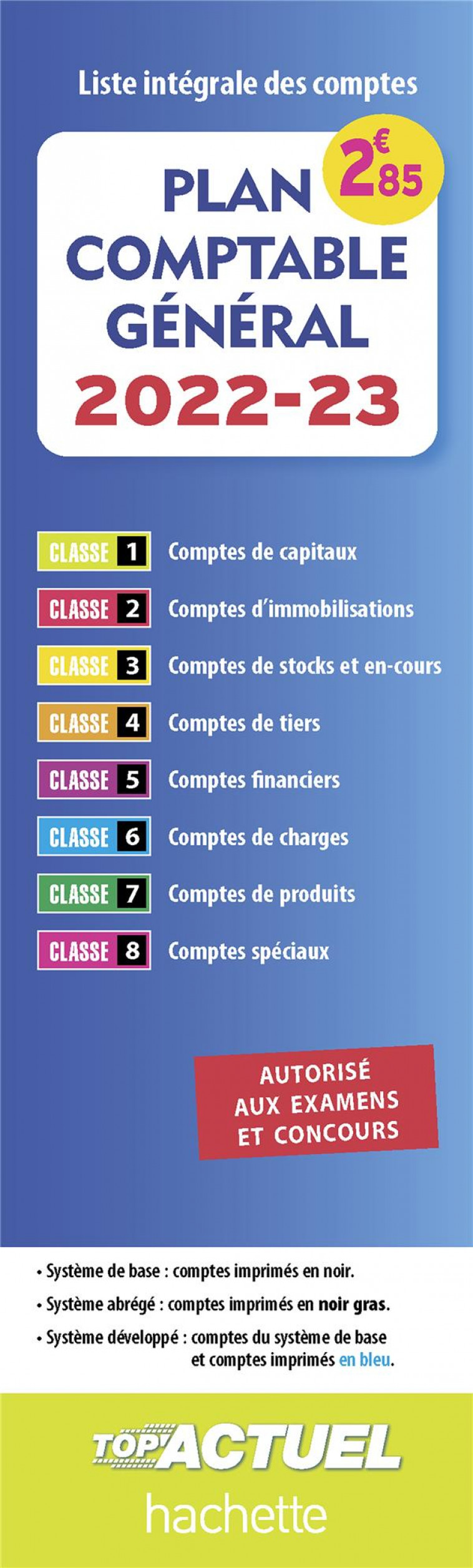 PLAN COMPTABLE 2022-2023 (AUTORISE AUX EXAMENS ET CONCOURS) - SOPEL DANIEL - HACHETTE