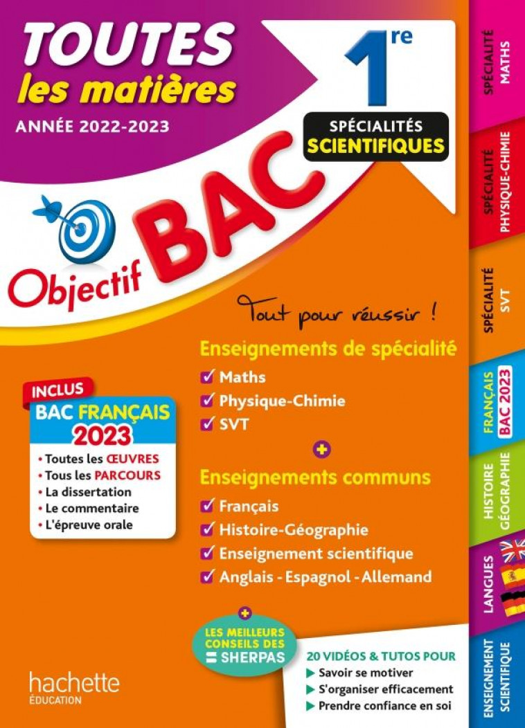 OBJECTIF BAC 2023 - 1RE SPECIALITES SCIENTIFIQUES TOUTES LES MATIERES - LISLE/ZARDET/LEFEVRE - HACHETTE