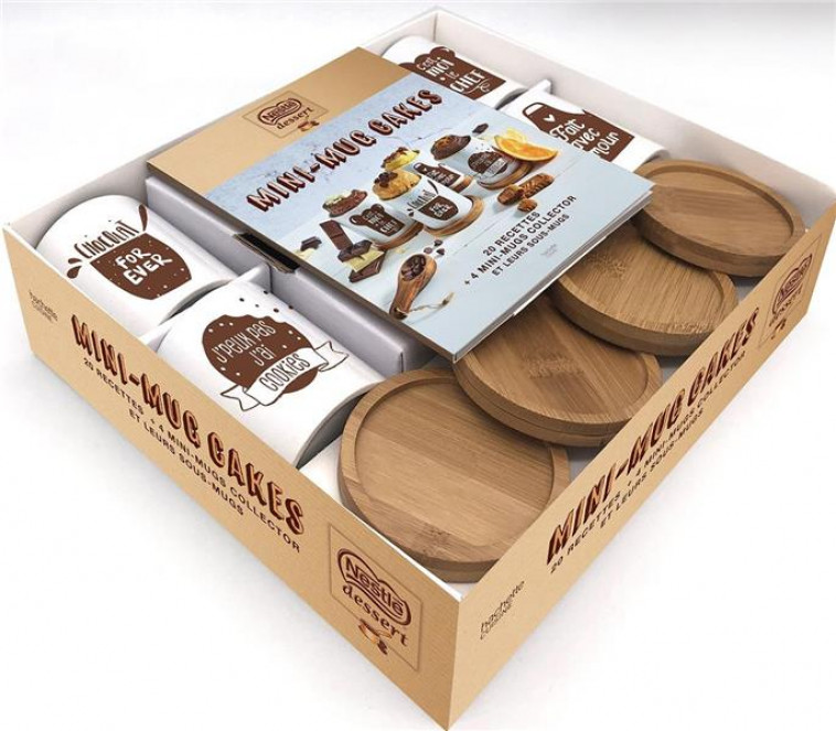 COFFRET MINI-MUG CAKES + SOUS-MUGS NESTLE - 20 RECETTES + 4 MINI-MUGS COLLECTOR ET LEURS SOUS-MUGS - DESGAGES AURELIE - HACHETTE