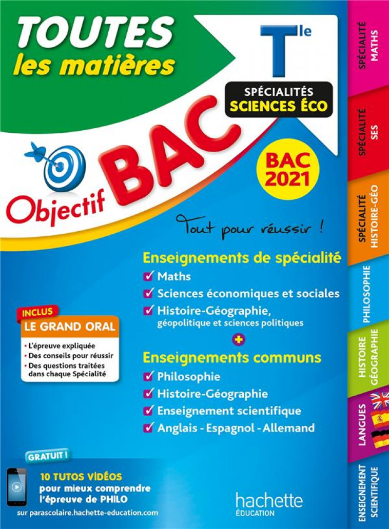 OBJECTIF BAC 2021 TOUTES LES MATIERES TERM ENSEIGNEMENTS COMMUNS + SPECIALITES SCIENCES ECO - BLIN/ZARDET/BINZ - HACHETTE