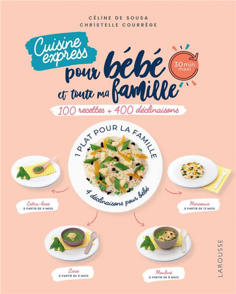 CUISINE EXPRESS POUR BEBE ET TOUTE MA FAMILLE - 100 RECETTES + 400 DECLINAISONS - COURREGE CHRISTELLE - LAROUSSE