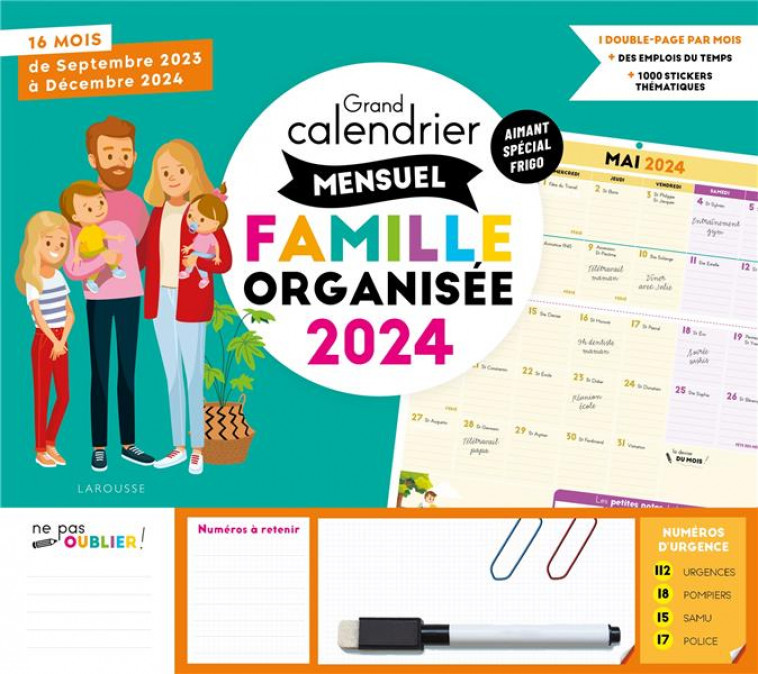 GRAND CALENDRIER MENSUEL  FAMILLE ORGANISEE 2024 - XXX - NC