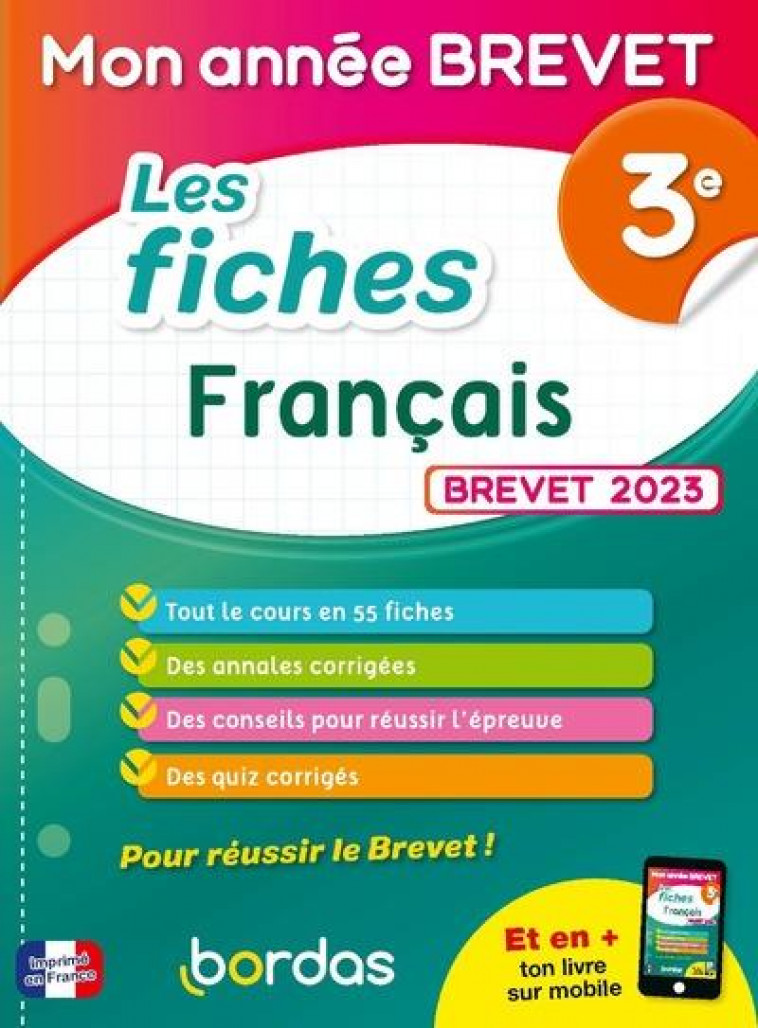 MON ANNEE BREVET LES FICHES FRANCAIS 3E - GARGALLO THOMAS - BORDAS