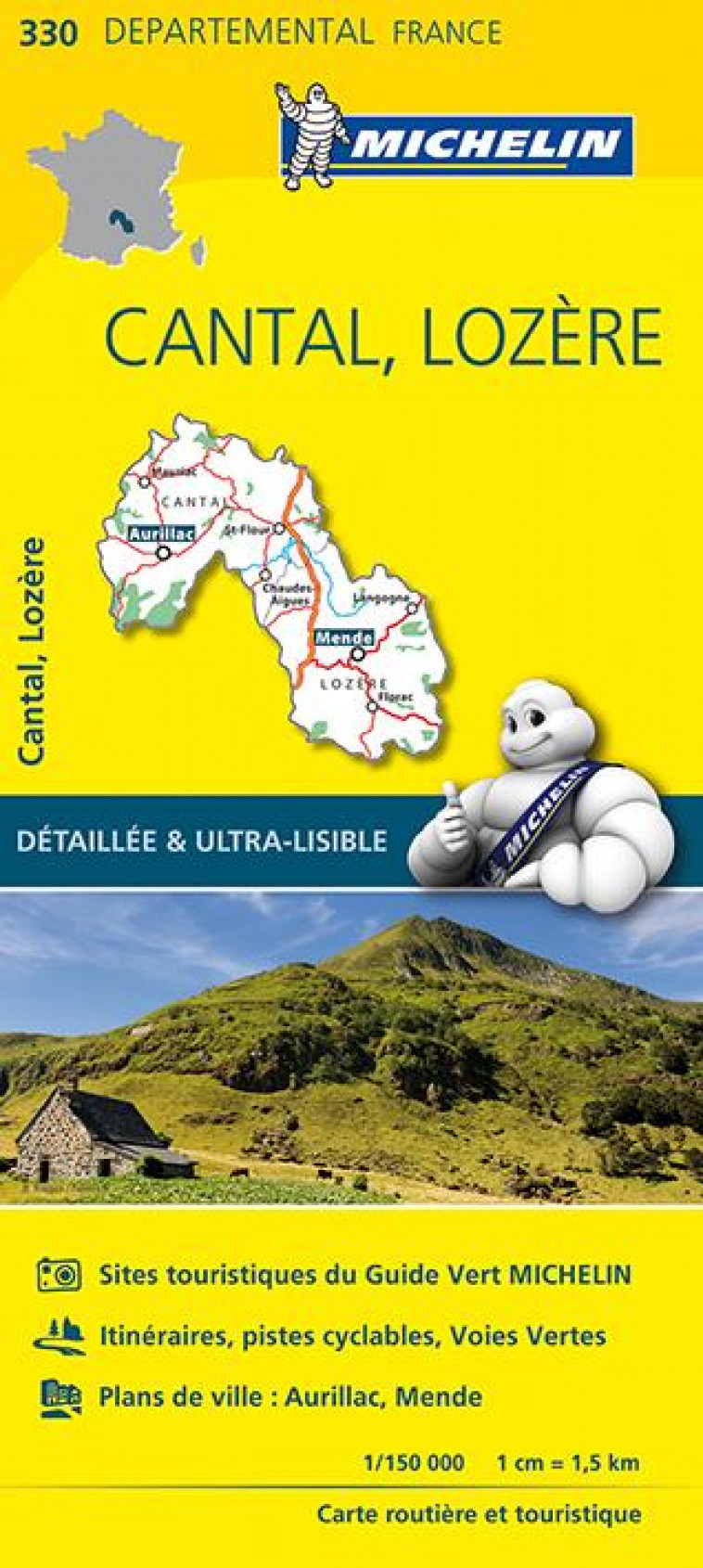 CARTE DEPARTEMENTAL MICHELIN CANTAL, LOZERE - XXX - MICHELIN