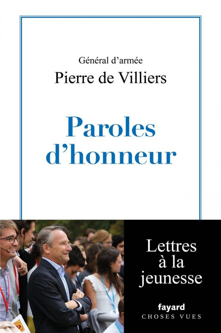 PAROLES D-HONNEUR - LETTRES A LA JEUNESSE - DE VILLIERS PIERRE - FAYARD