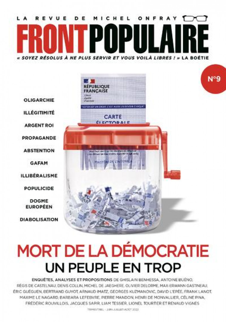 FRONT POPULAIRE - N  9 MORT DE LA DEMOCRATIE. UN PEUPLE EN TROP - COLLECTIF - NC