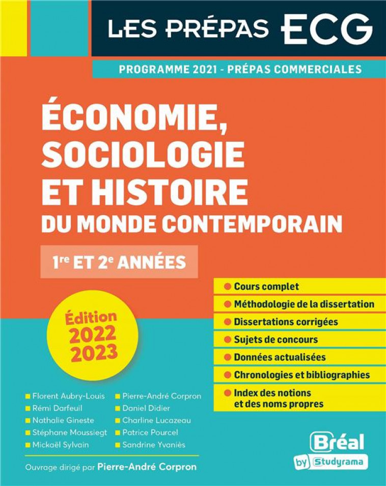 ECONOMIE, SOCIOLOGIE ET HISTOIRE DU MONDE CONTEMPORAIN - 1RE ET 2E ANNEES - CORPRON PIERRE-ANDRE - BREAL