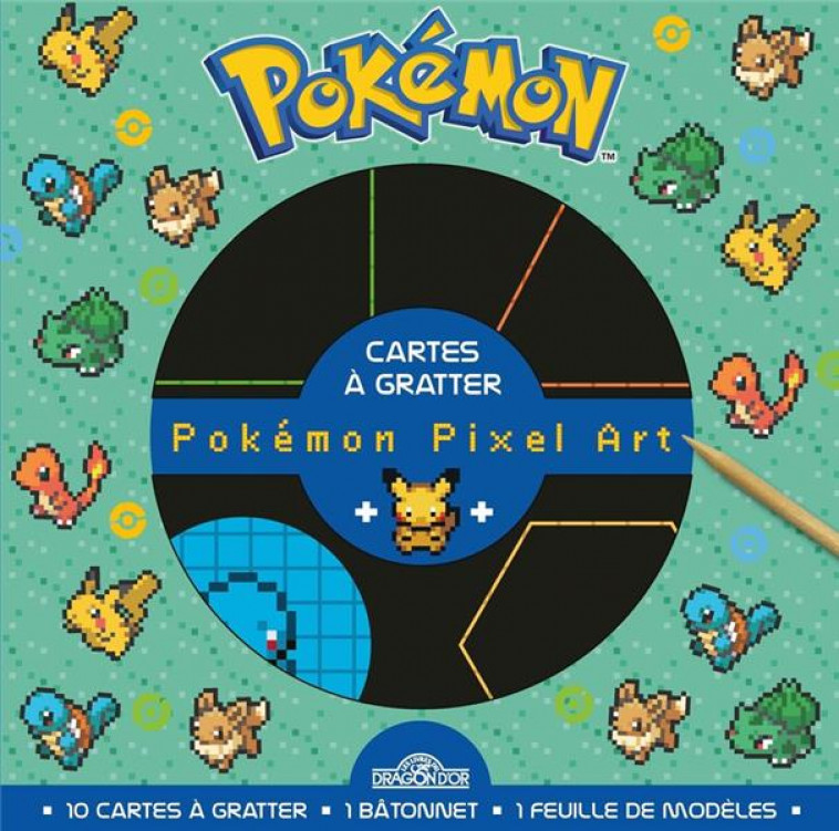 POKEMON - CARTES A GRATTER PIXEL - PIKACHU, BULBIZARRE, SALAMECHE, CARAPUCE - THE POKEMON COMPANY - NC