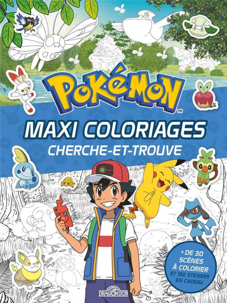 POKEMON - MAXI COLORIAGES CHERCHE-ET-TROUVE - THE POKEMON COMPANY - DRAGON D'OR