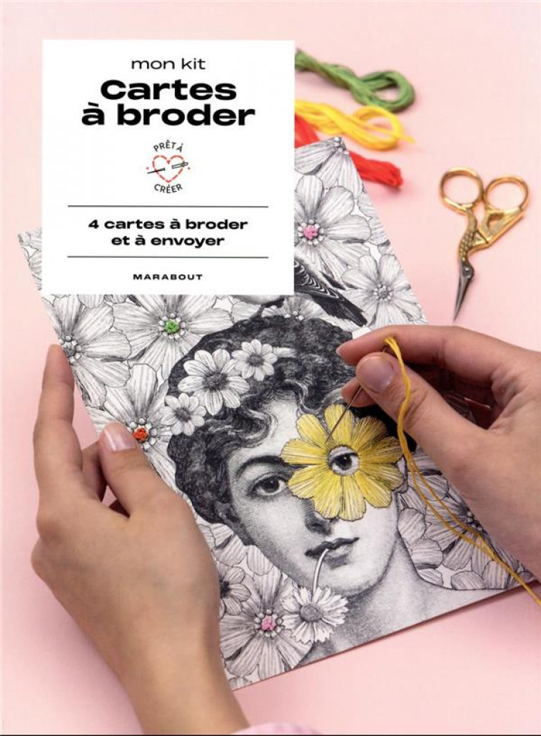 MON KIT CARTES A BRODER - 4 CARTES A BRODER ET A ENVOYER - HAPPY REMIX PRODUCTI - MARABOUT