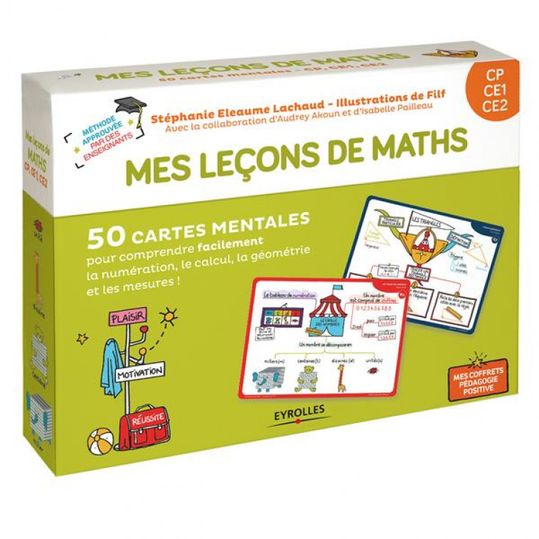 MES LECONS DE MATH  -  CP, CE1, CE2  -  50 CARTES MENTALES (EDITION 2018) - ELEAUME LACHAUD, STEPHANIE - EYROLLES