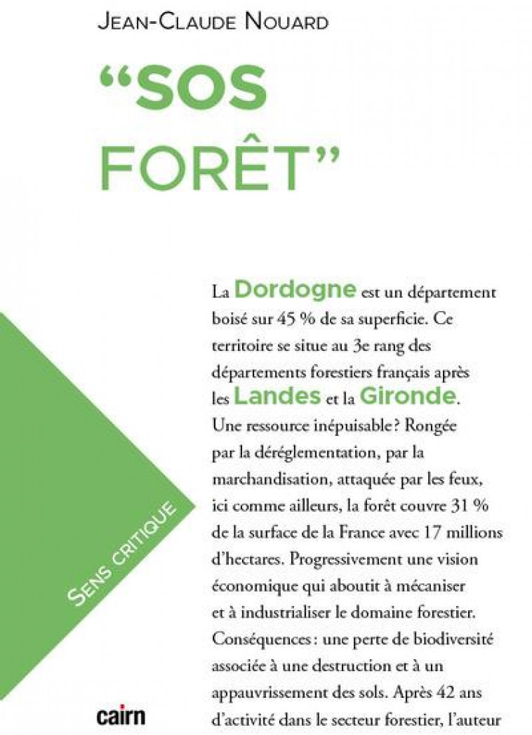 SOS FORET - NOUARD JEAN-CLAUDE - CAIRN