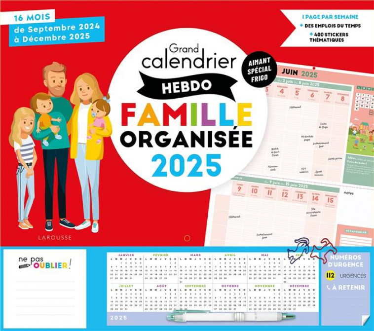 GRAND CALENDRIER HEBDO FAMILLE ORGANISEE 2025 - XXX - NC