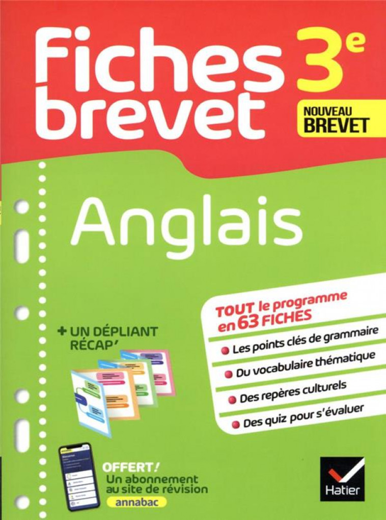 FICHES BREVET ANGLAIS 3E BREVET 2025 - FICHES DE REVISION #038; QUIZ - TOUATI  CORINNE  - HATIER SCOLAIRE