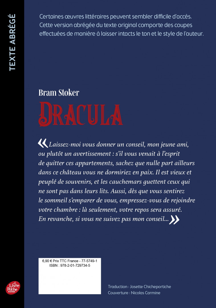 DRACULA - EDITION ABREGEE - STOKER BRAM - POCHE JEUNESSE