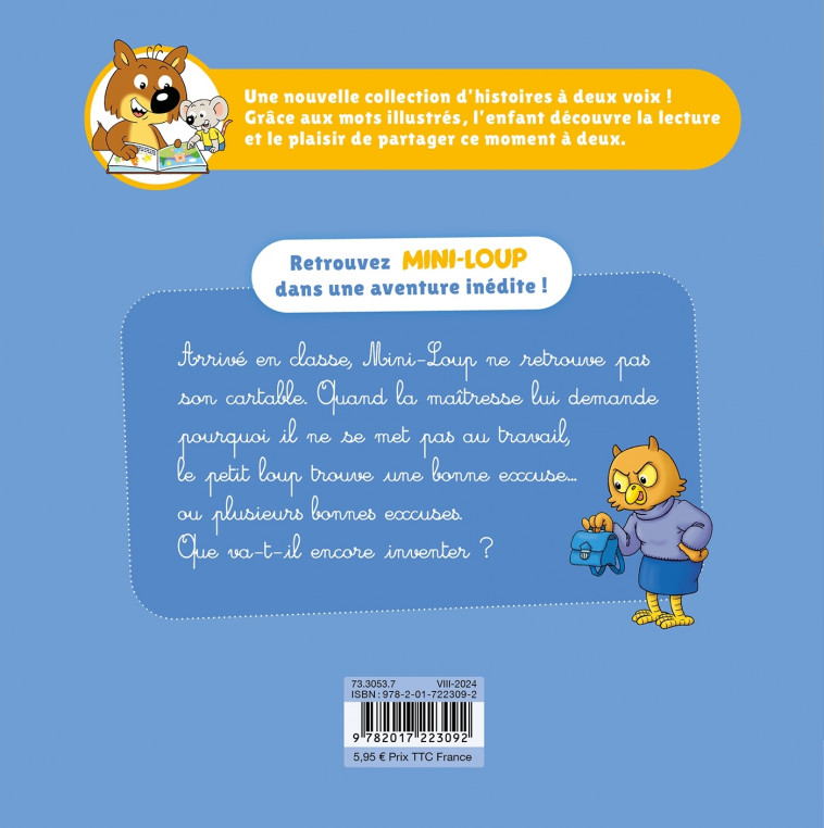 Mini-Loup - Je lis avec toi ! Le cartable oublié - Philippe Matter - HACHETTE ENFANT