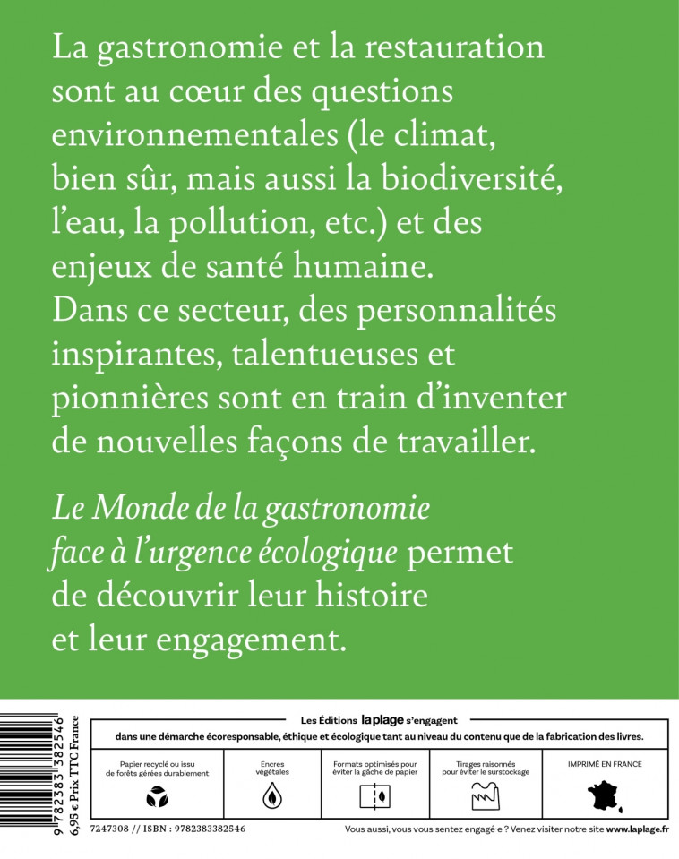 Le monde de la gastronomie face à l'urgence écologique - Collectif d'auteurs Collectif d'auteurs,   - LA PLAGE