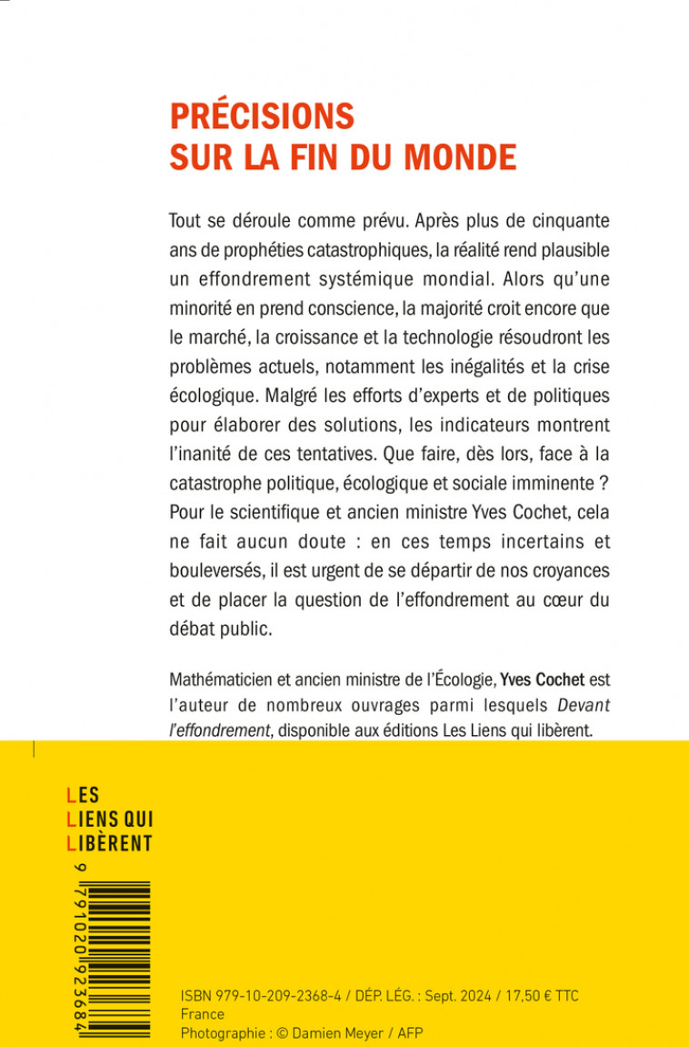 Précisions sur la fin du monde -  COCHET YVES, Yves Cochet - LIENS LIBERENT