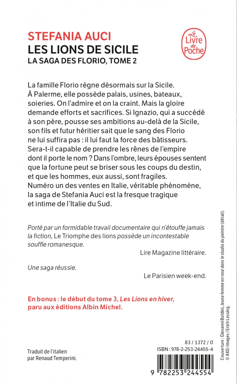 Le triomphe des lions (Les Florio, Tome 2) - Stefania Auci - LGF