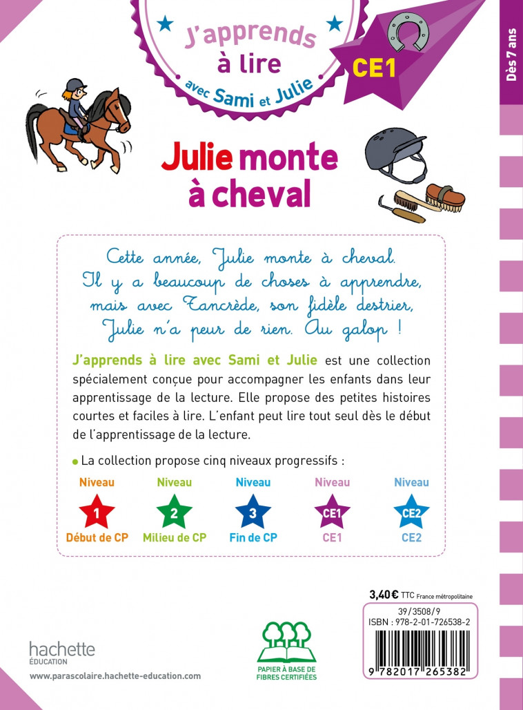 Sami et Julie CE1 Julie monte à cheval - Thérèse Bonté, Emmanuelle Massonaud - HACHETTE EDUC