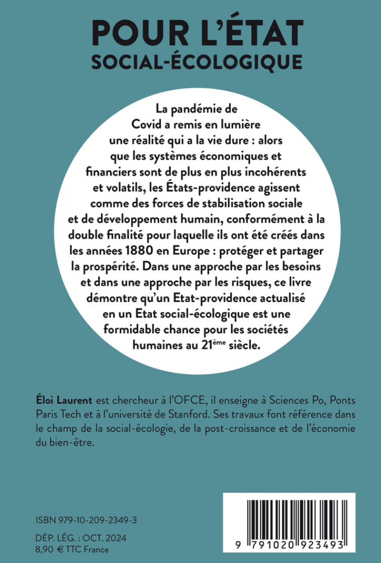 Pour l'Etat social-écologique -  LAURENT ELOI, Éloi Laurent - LIENS LIBERENT