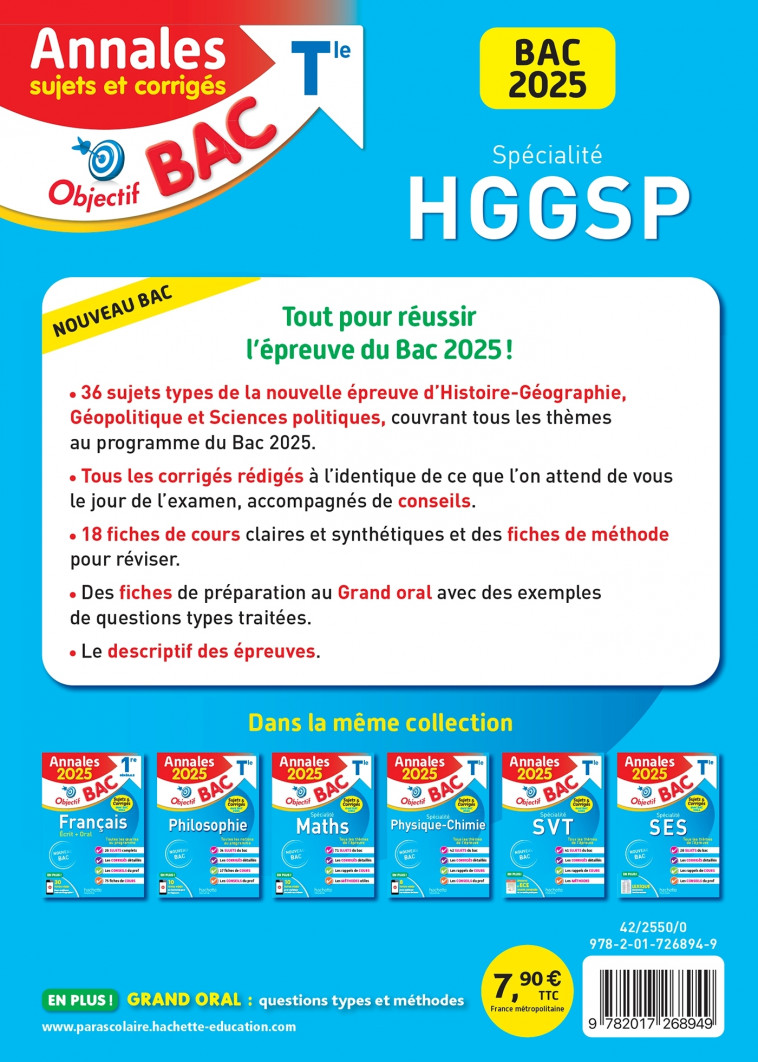 Annales Objectif BAC 2025 - Spécialité HGGSP - sujets et corrigés - Arnaud Léonard - HACHETTE EDUC