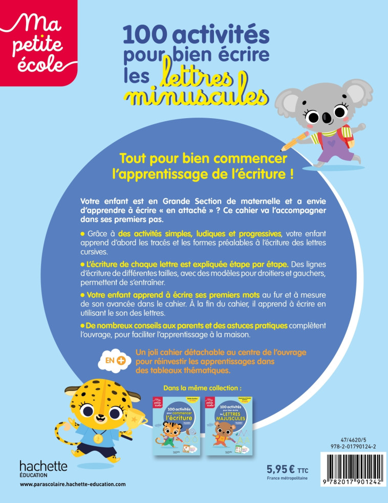 Ma petite école - 100 activités pour bien écrire les lettres minuscules - Grande Section (5-6 ans) - Marion Fallot - HACHETTE EDUC